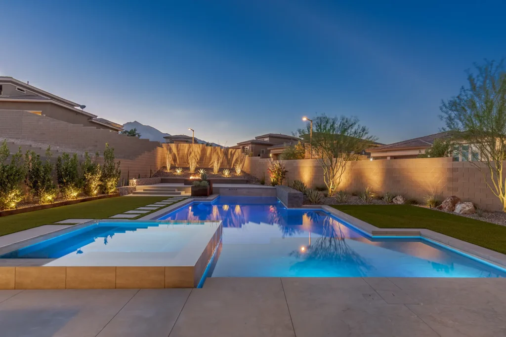 Gallery - Watters Aquatech Pool & Spa Luxury pool remodel with new tile and decking in Las Vegas